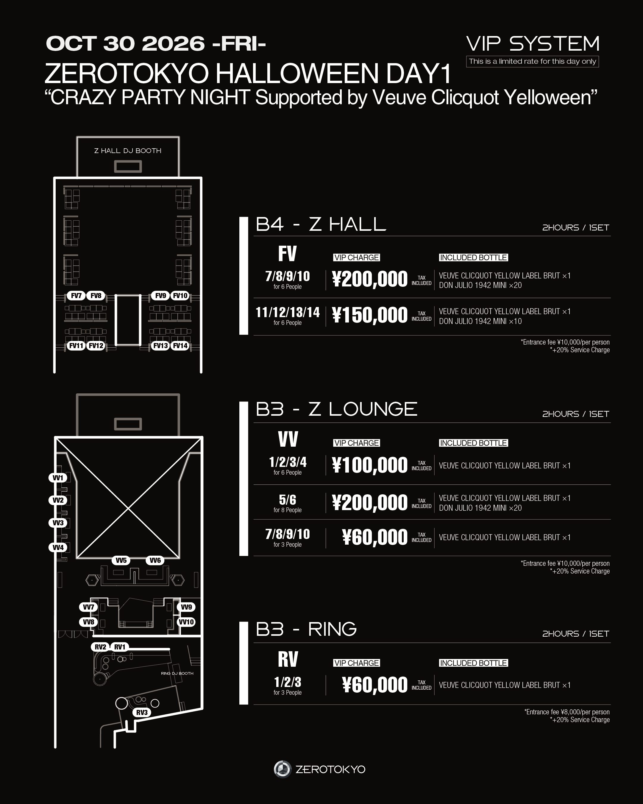 ZEROTOKYO HALLOWEEN DAY1 “CRAZY PARTY NIGHT Supported by Veuve