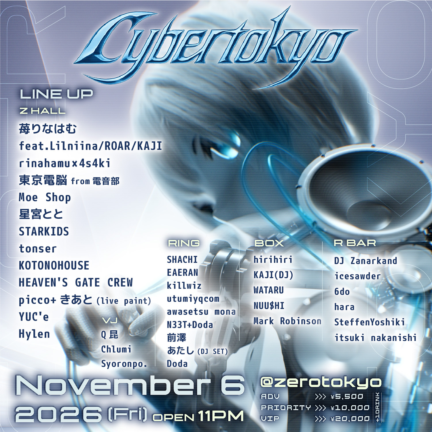 Flyer for Cybertokyo at ZEROTOKYO
